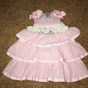 MudPie Pink & White Bunny Dress